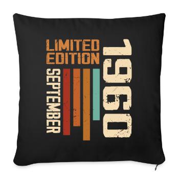 September 1960 Original Birthday Gift Idea - Sofa pillowcase 17,3'' x 17,3'' (45 x 45 cm) - black - Front
