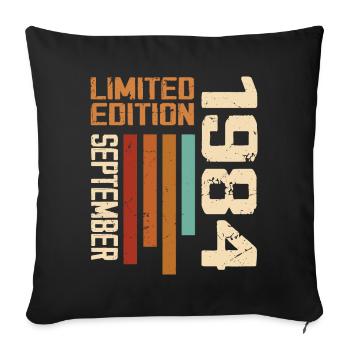 September 1984 Original Birthday Gift Idea - Sofa pillowcase 17,3'' x 17,3'' (45 x 45 cm) - black - Front