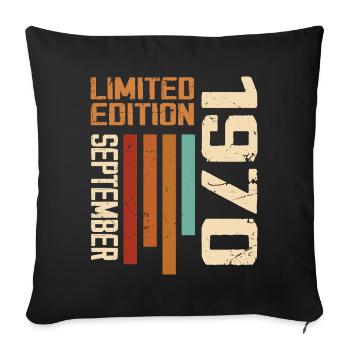 September 1970 Originelle Geschenkidee zum Geburtstag - Sofakissenbezug 45 x 45 cm - Schwarz - Vorne
