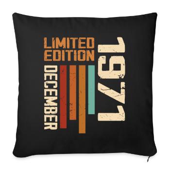 Décembre 1971 - 1971 Décembre - Housse de coussin décorative 45 x 45 cm - noir - Devant