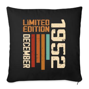 Décembre 1952 - 1952 Décembre - Housse de coussin décorative 45 x 45 cm - noir - Devant