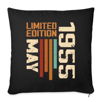 May 1955 Vintage Born In May 1955 Birthday - Sofa pillowcase 17,3'' x 17,3'' (45 x 45 cm) - black - Front