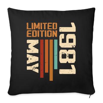 Mai 1981 Vintage Nées En Mai 1981 Anniversaire - Housse de coussin décorative 45 x 45 cm - noir - Devant