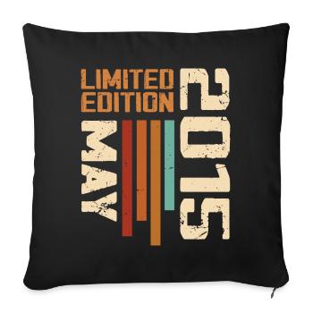 Mai 2015 Vintage Nées En Mai 2015 Anniversaire - Housse de coussin décorative 45 x 45 cm - noir - Devant