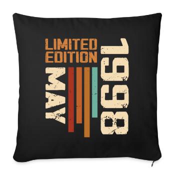 Mai 1998 Vintage Nées En Mai 1998 Anniversaire - Housse de coussin décorative 45 x 45 cm - noir - Devant