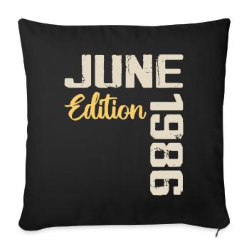 Né(e) en Juin 1986 Cadeau Juin 1986 Anniversaire - Housse de coussin décorative 45 x 45 cm - noir - Devant