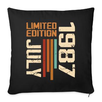 Juli 1987 Geburtstagsgeschenk 1987 Juli 1987 - Sofakissenbezug 45 x 45 cm - Schwarz - Vorne