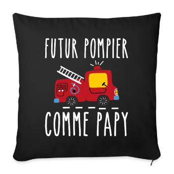 Futur pompier cadeau humour - Housse de coussin décorative 45 x 45 cm - noir - Devant