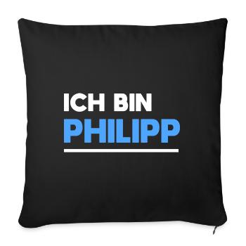 Philipp Name Spruch für stolze Philipps - Sofakissenbezug 45 x 45 cm - Schwarz - Vorne