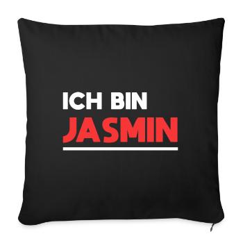 Jasmin Name Spruch für stolze Jasmins - Sofakissenbezug 45 x 45 cm - Schwarz - Vorne
