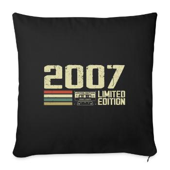 Jahrgang 2007 - Jahrgang 2007 - 17. Jubiläum Retro - Sofakissenbezug 45 x 45 cm - Schwarz - Vorne