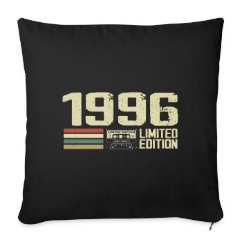 Né en 1996 - Vintage 1996 - 28e Anniversaire Rétro - Housse de coussin décorative 45 x 45 cm - noir - Devant
