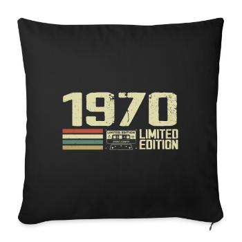 Né en 1970 - Vintage 1970 - 54e Anniversaire Rétro - Housse de coussin décorative 45 x 45 cm - noir - Devant
