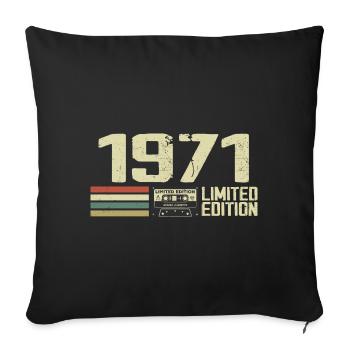 Né en 1971 - Vintage 1971 - 53e Anniversaire Rétro - Housse de coussin décorative 45 x 45 cm - noir - Devant