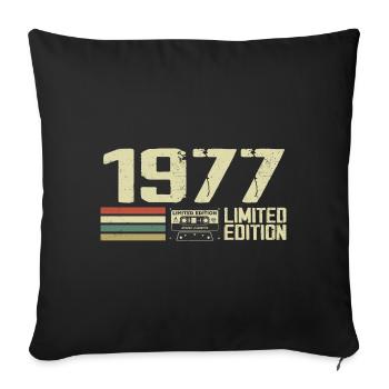 Né en 1977 - Vintage 1977 - 47e Anniversaire Rétro - Housse de coussin décorative 45 x 45 cm - noir - Devant