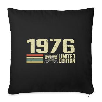 Né en 1976 - Vintage 1976 - 48e Anniversaire Rétro - Housse de coussin décorative 45 x 45 cm - noir - Devant