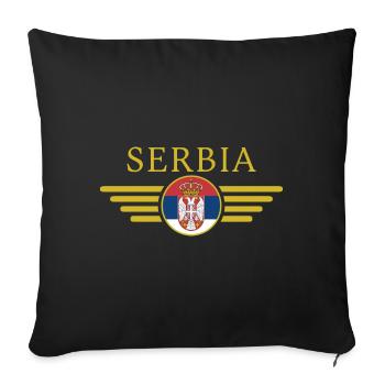J’aime la Serbie, T-shirt design de style élégance - Housse de coussin décorative 45 x 45 cm - noir - Devant