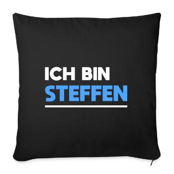 Steffen Name Spruch für stolze Steffens - Sofakissenbezug 45 x 45 cm - Schwarz - Vorne