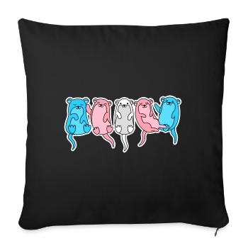 Trans Flag Otter Design for Trans People - Sofa pillowcase 17,3'' x 17,3'' (45 x 45 cm) - black - Front