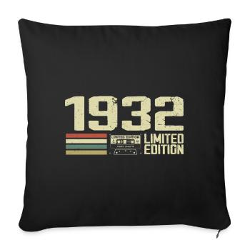 Né en 1932 - Vintage 1932 - 92e Anniversaire Rétro - Housse de coussin décorative 45 x 45 cm - noir - Devant
