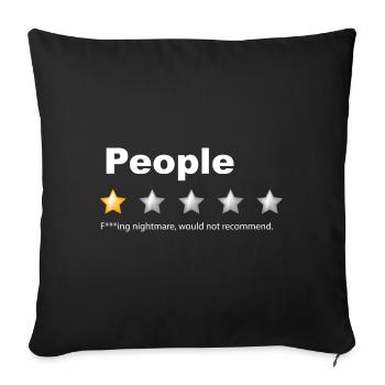 Les gens - quel cauchemar d’humour à faible nombre d’étoiles - Housse de coussin décorative 45 x 45 cm - noir - Devant