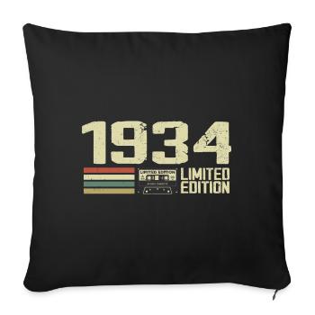 Né en 1934 - Vintage 1934 - 90e Anniversaire Rétro - Housse de coussin décorative 45 x 45 cm - noir - Devant