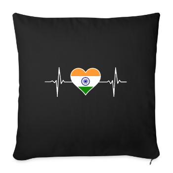 India Flag Heartbeat - Sofa pillowcase 17,3'' x 17,3'' (45 x 45 cm) - black - Front
