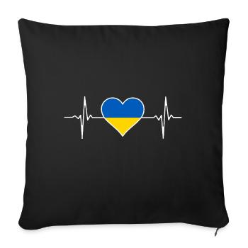 Battement de cœur du drapeau de l’Ukraine - Housse de coussin décorative 45 x 45 cm - noir - Devant