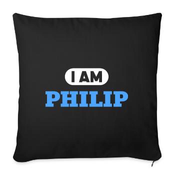 Philip Namenszusatz für stolze Philips - Sofakissenbezug 45 x 45 cm - Schwarz - Vorne
