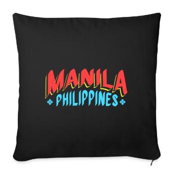 Manila Filipino Design für stolze Pinoys - Sofakissenbezug 45 x 45 cm - Schwarz - Vorne