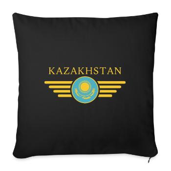 J’aime le Kazakhstan, T-shirt design de style élégance - Housse de coussin décorative 45 x 45 cm - noir - Devant