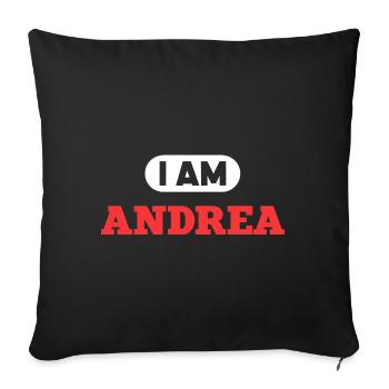 Andrea Name Spruch für stolzen Andreas - Sofakissenbezug 45 x 45 cm - Schwarz - Vorne