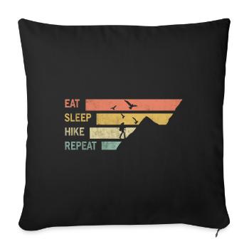 eat sleep hike repeat - Sofa pillowcase 17,3'' x 17,3'' (45 x 45 cm) - black - Front