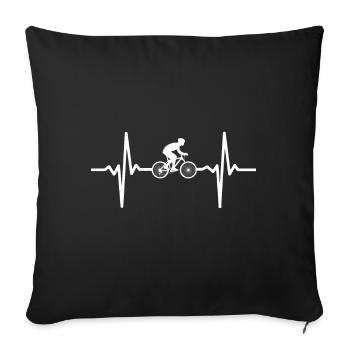 Heartbeat bike, love bicycling - Sofa pillowcase 17,3'' x 17,3'' (45 x 45 cm) - black - Front