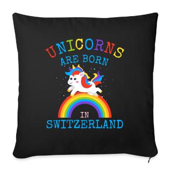 Les licornes sont nées en Suisse.Funny Unicorn Kid - Housse de coussin décorative 45 x 45 cm - noir - Devant