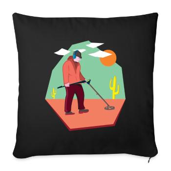 Sondler in the desert on a treasure hunt with a probe - Sofa pillowcase 17,3'' x 17,3'' (45 x 45 cm) - black - Front