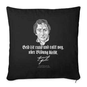 Heinrich Heine Zitat Geld - Sofakissenbezug 45 x 45 cm - Schwarz - Vorne