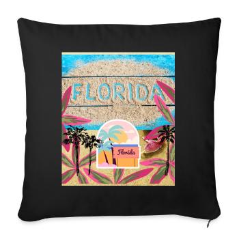 Florida, USA - Sofa pillowcase 17,3'' x 17,3'' (45 x 45 cm) - black - Front