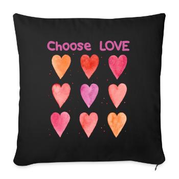 Cœurs d’amour - Housse de coussin décorative 45 x 45 cm - noir - Devant