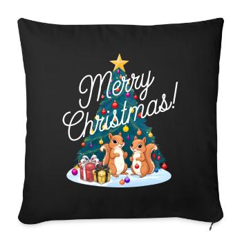 Squirrel Christmas Tree Christmas Tree - Sofa pillowcase 17,3'' x 17,3'' (45 x 45 cm) - black - Front