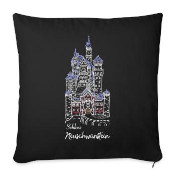 Château de Neuschwanstein, Bavière, Allemagne - Housse de coussin décorative 45 x 45 cm - noir - Devant