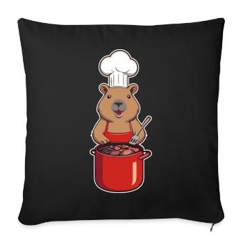 Capybara Cook - Sofa pillowcase 17,3'' x 17,3'' (45 x 45 cm) - black - Front