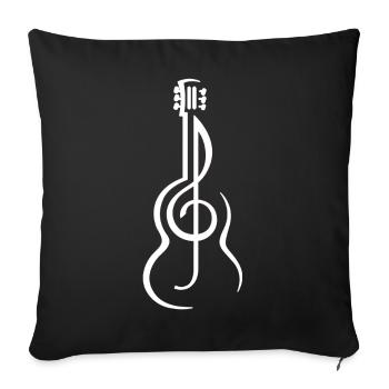Guitare et clé de sol guitaristes classiques - Housse de coussin décorative 45 x 45 cm - noir - Devant