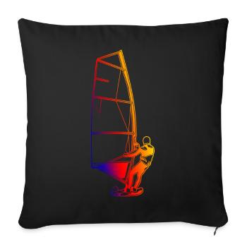 Windsurfer rétro - Housse de coussin décorative 45 x 45 cm - noir - Devant