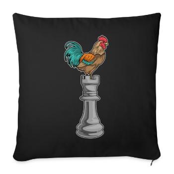 Coq Pièces d’échecs Tour Échecs - Housse de coussin décorative 45 x 45 cm - noir - Devant