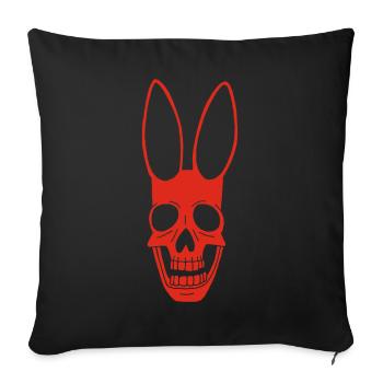Crâne de lapin rouge - Housse de coussin décorative 45 x 45 cm - noir - Devant