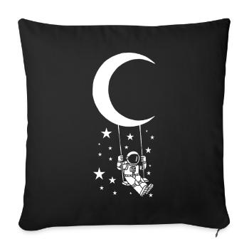 Astronaute sur balançoire lunaire - Housse de coussin décorative 45 x 45 cm - noir - Devant