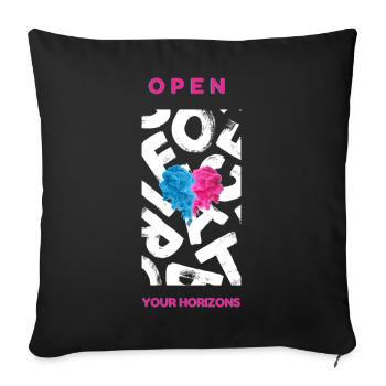 Open your horizons - Sofa pillowcase 17,3'' x 17,3'' (45 x 45 cm) - black - Front