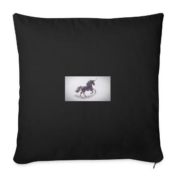 Mosaïque de licorne scintillante - Housse de coussin décorative 45 x 45 cm - noir - Devant