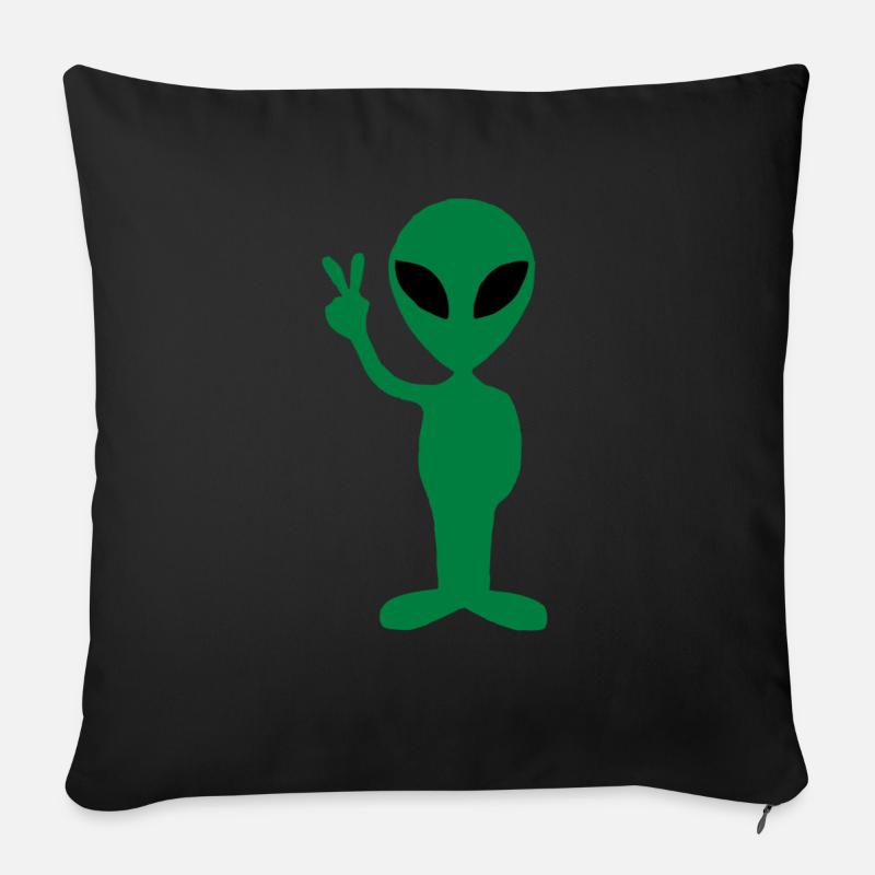 Grüner Alien - Sofakissenbezug 45 x 45 cm - Schwarz